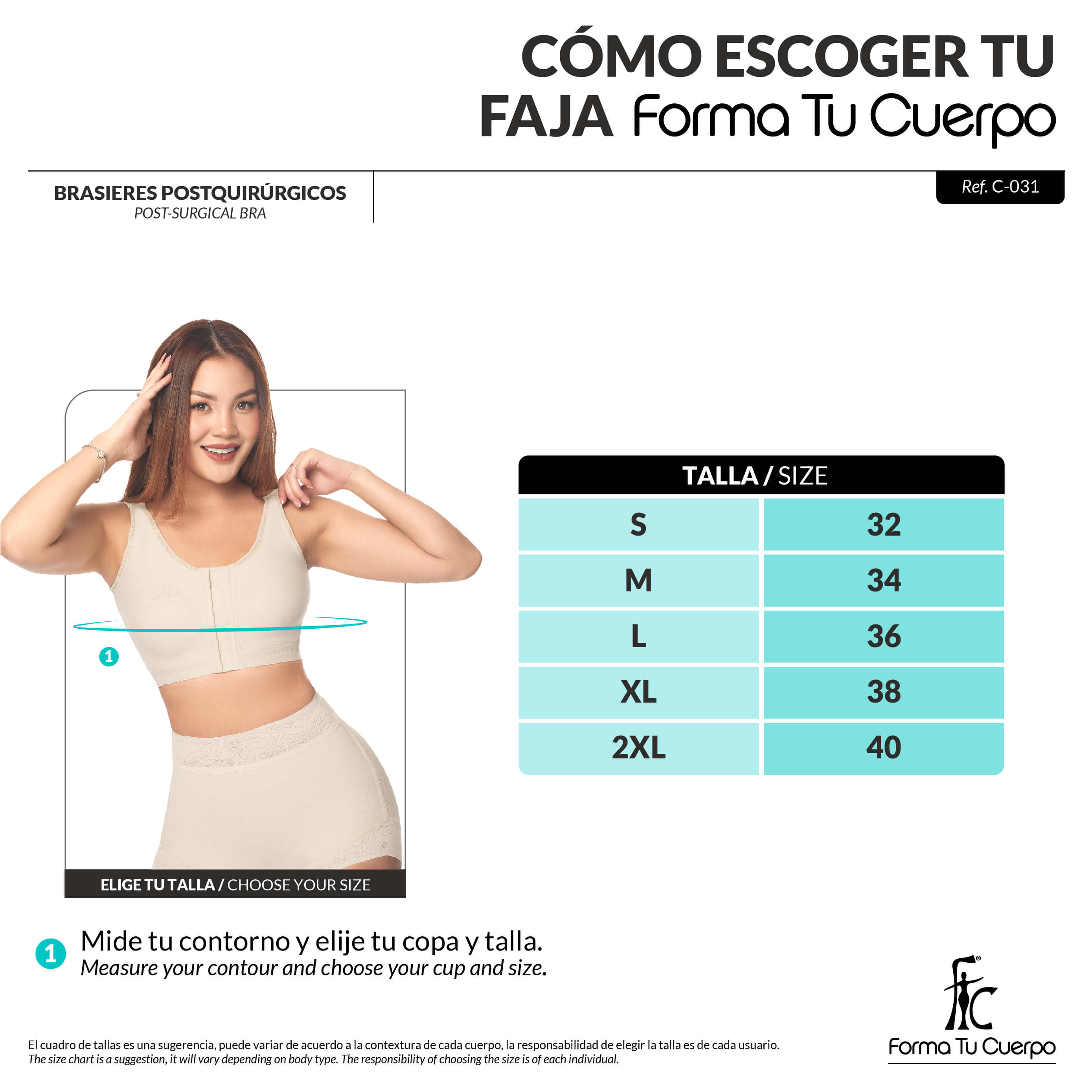 Brasier postoperatorio con faja moldeadora: Bust support & tummy control ( REF. C-031 )