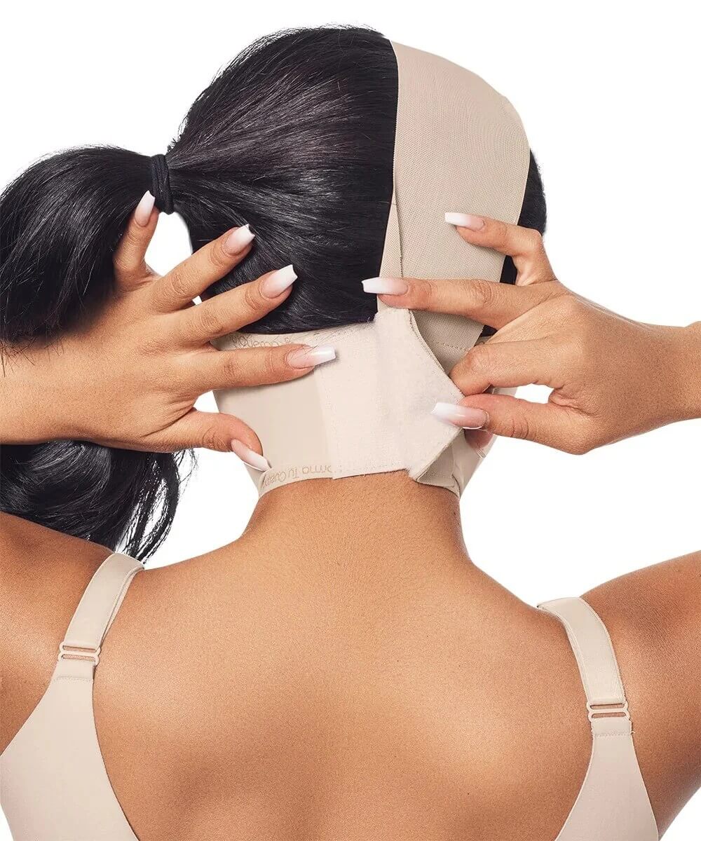 Faja facial post quirúrgica mentonera:  Chin lift & soporte cuello : Ideal para lipopapada ( Ref. C-050 )