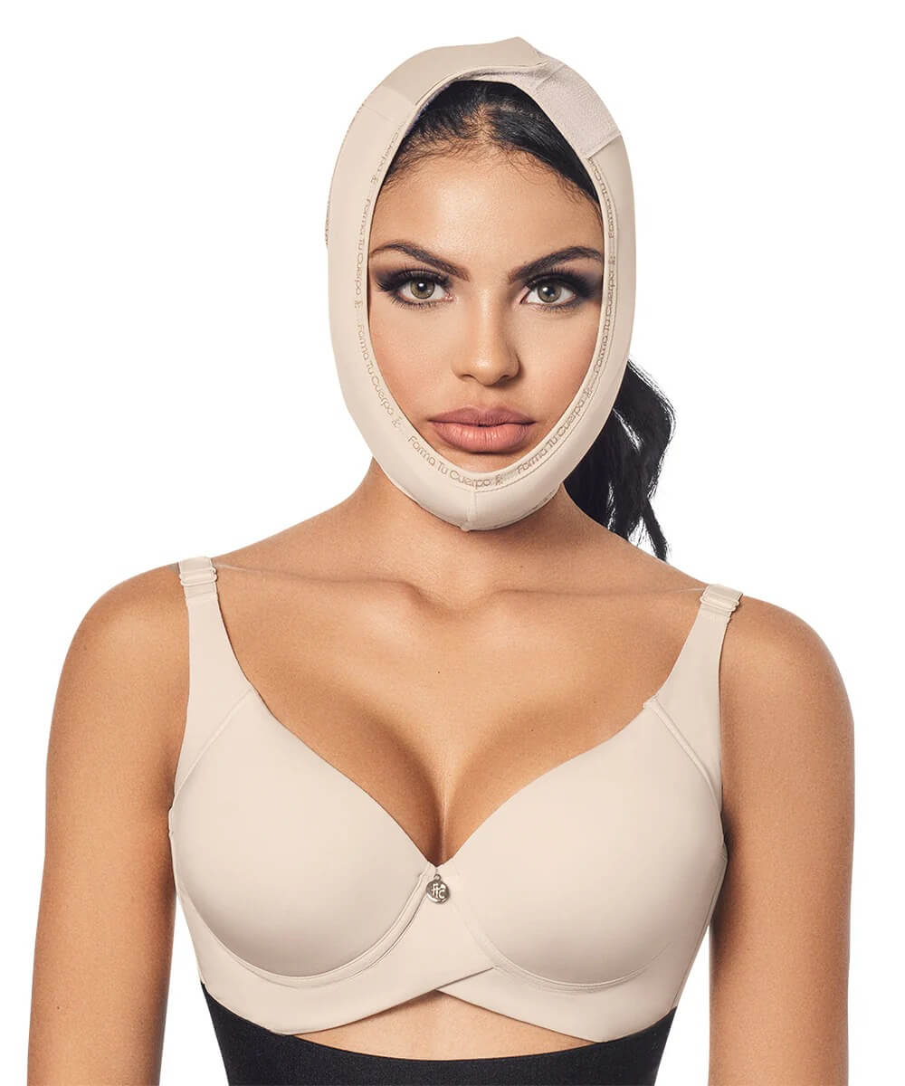 Faja facial post quirúrgica mentonera:  Chin lift & soporte cuello : Ideal para lipopapada ( Ref. C-050 )