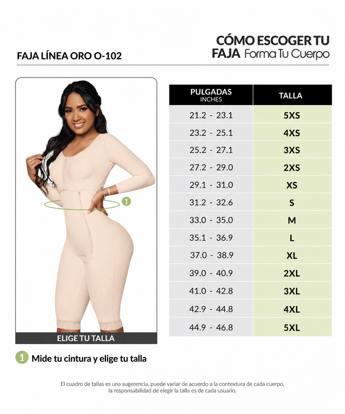 Guía de tallas de este producto