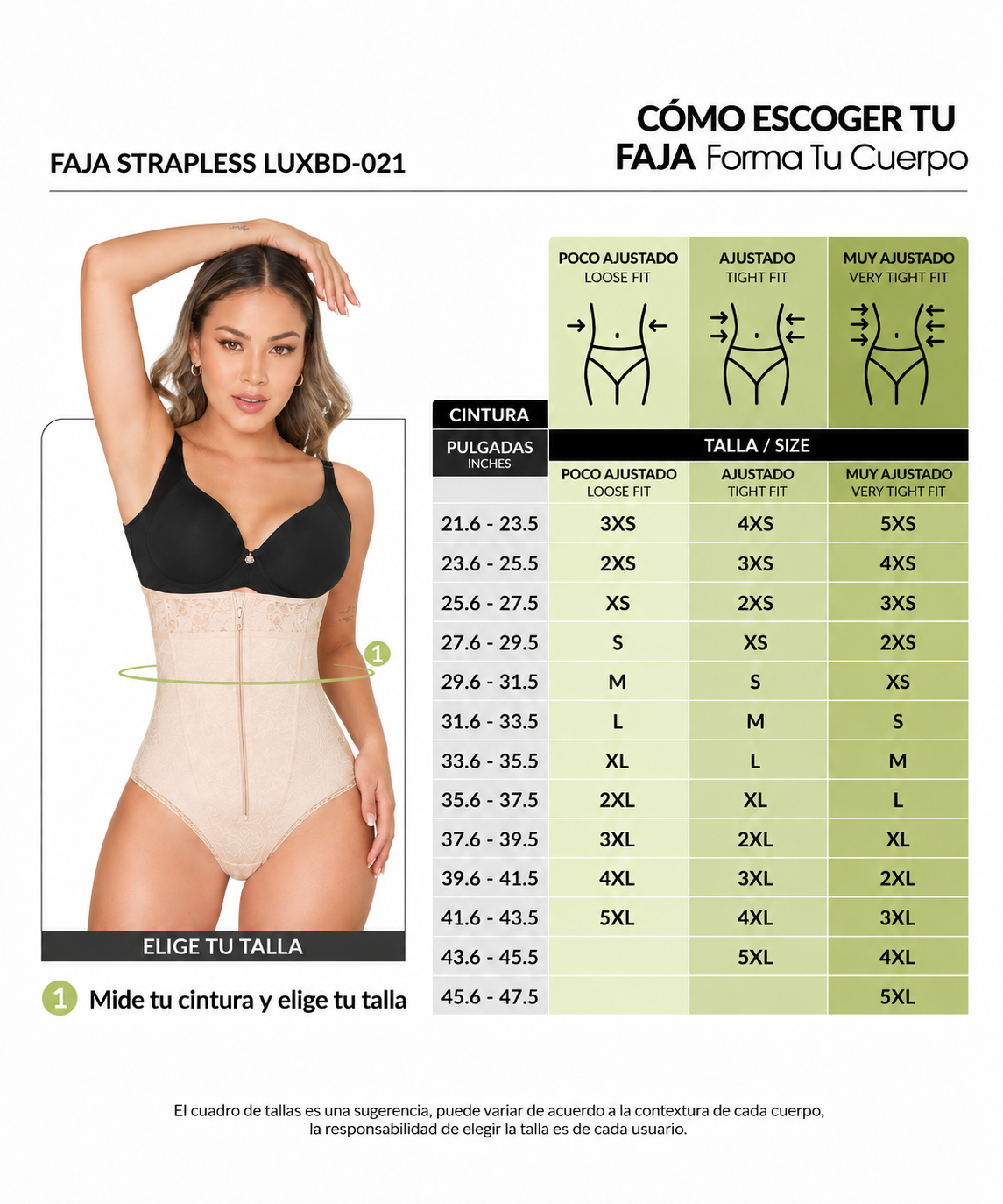 Guía de tallas de este producto