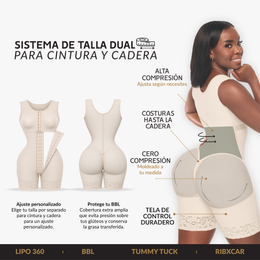 Mid-Leg Girdle with Sleeveless Bra (LUXBBL-093)