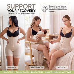 Faja moldeadora reloj de arena control abdomen - media pierna con tiras, cremalleras y broche central ( Ref. O-011 / O-211  )