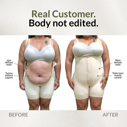 Faja moldeadora reloj de arena control abdomen - media pierna con tiras, cremalleras y broche central ( Ref. O-011 / O-211  )