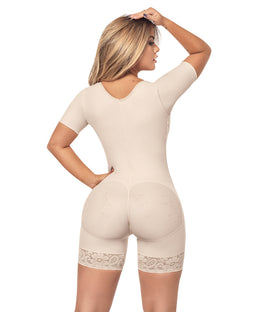 Faja control de abdomen, media pierna con manga corta y cremallera lateral ( Ref. O-014 / O-017 )