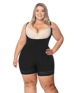 Faja moldeadora control abdomen - media pierna con tiras y cremallera lateral (Ref. O-010 / O-016)