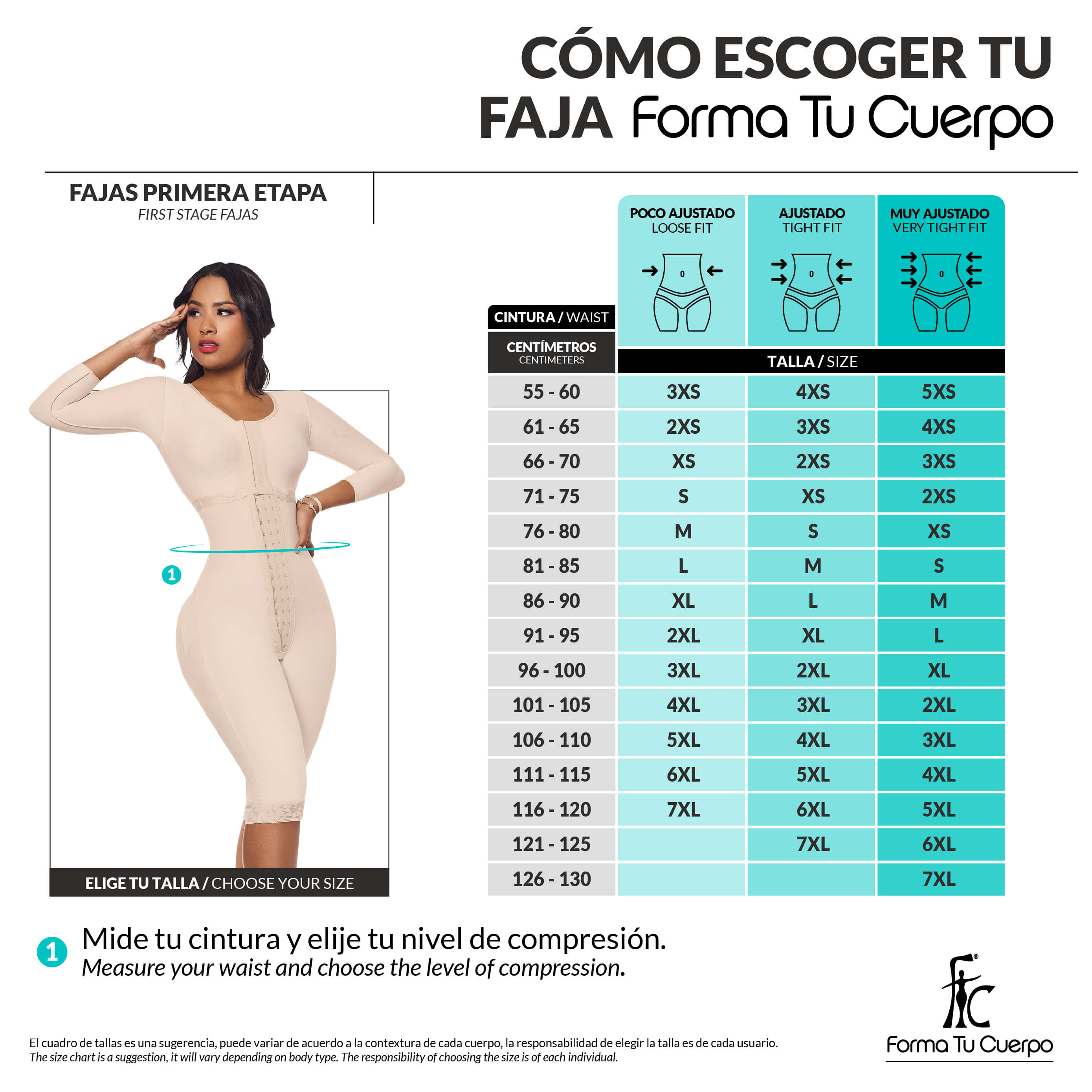 Faja postoperatoria completa:  Full body compression & sculpting ( Ref. O-103 )