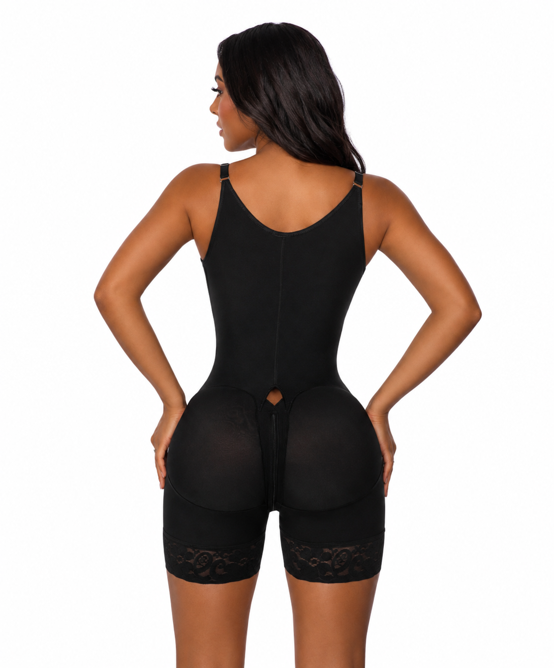 Faja moldeadora reloj de arena control abdomen - media pierna con tiras, cremalleras y broche central ( Ref. O-011 / O-211  )
