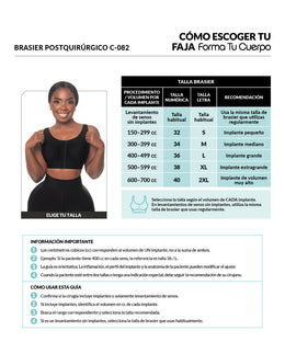 Brasier postquirúrgico: Soporte de busto y ajuste cómodo ( Ref. C-082 )