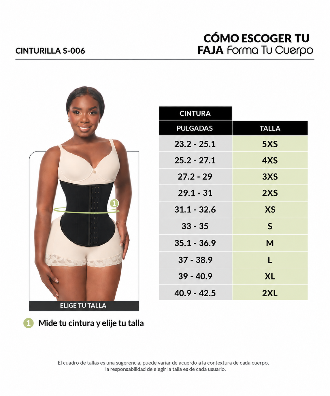 Guía de tallas de este producto