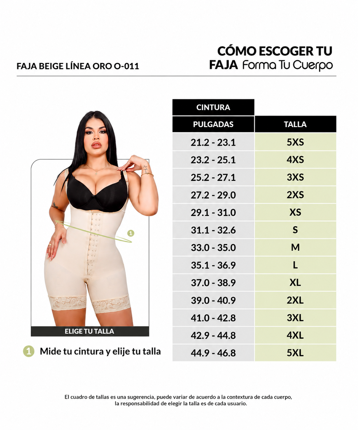 Faja moldeadora reloj de arena control abdomen - media pierna con tiras, cremalleras y broche central ( Ref. O-011 / O-211  )