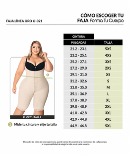 Faja reloj de arena hasta la rodilla con tiras, broche central y cremallera perineal ( Ref. O-021 )
