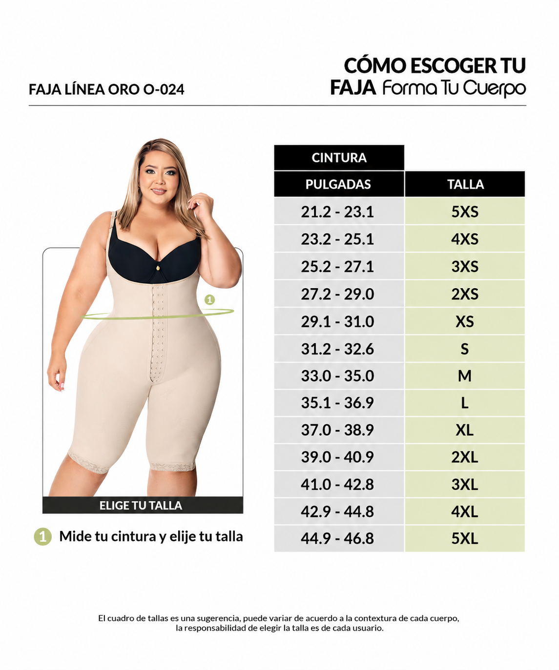 Guía de tallas de este producto