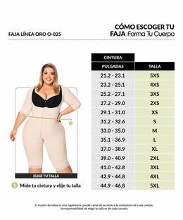 Faja completa reloj de arena - manga larga hasta la rodilla con cremallera perineal y broche central. Faja Colombiana Full Body 360 – Moldeo total y soporte completo ( Ref. O-025 / O-225 )